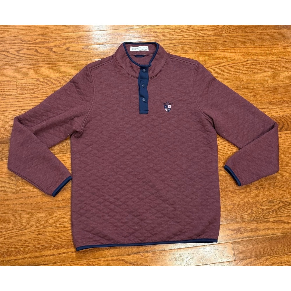 Quilted Burgundy Henley Pullover Sweater - Men's
